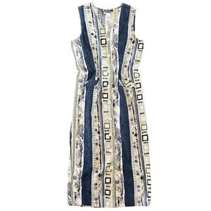 Vintage All That Jazz Cotton Button Down Midi Dress Women's Size 11/12